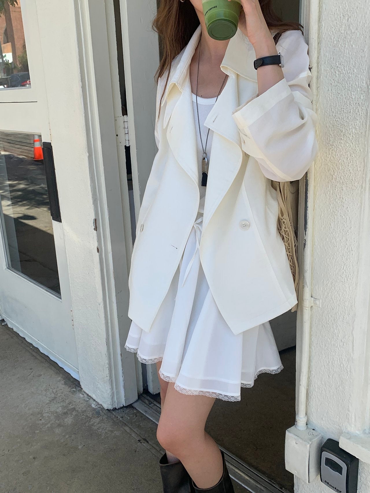 Michel soft short trench jacket-2col