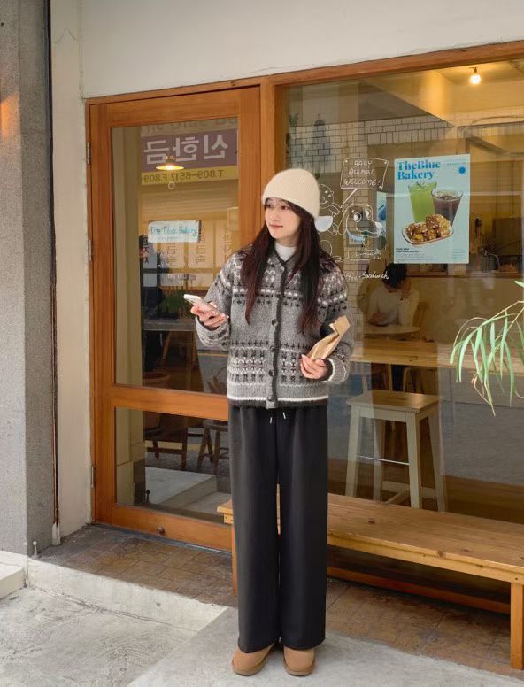 snow fleece wide pants-5col