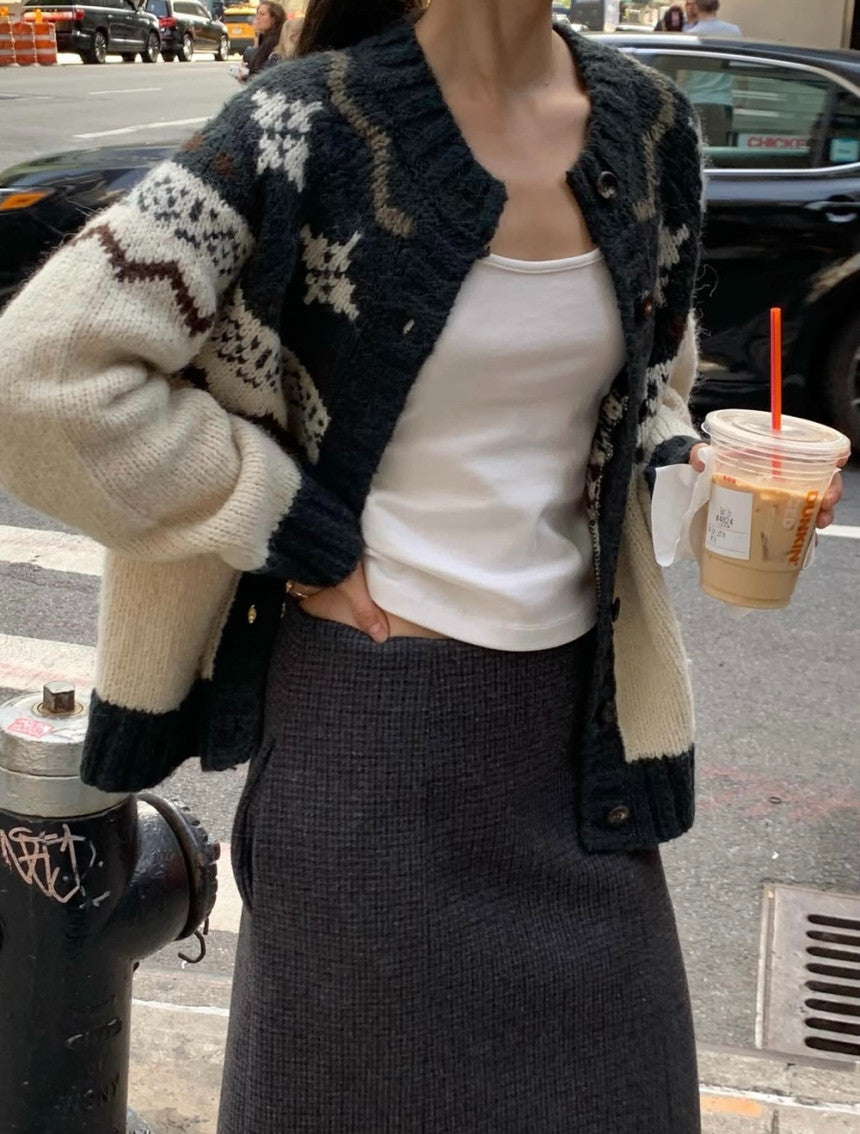 jacquard alpaca cardigan-2col