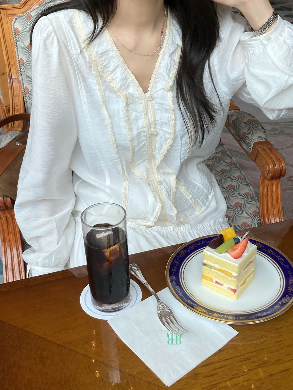 noil lace blouse-2col