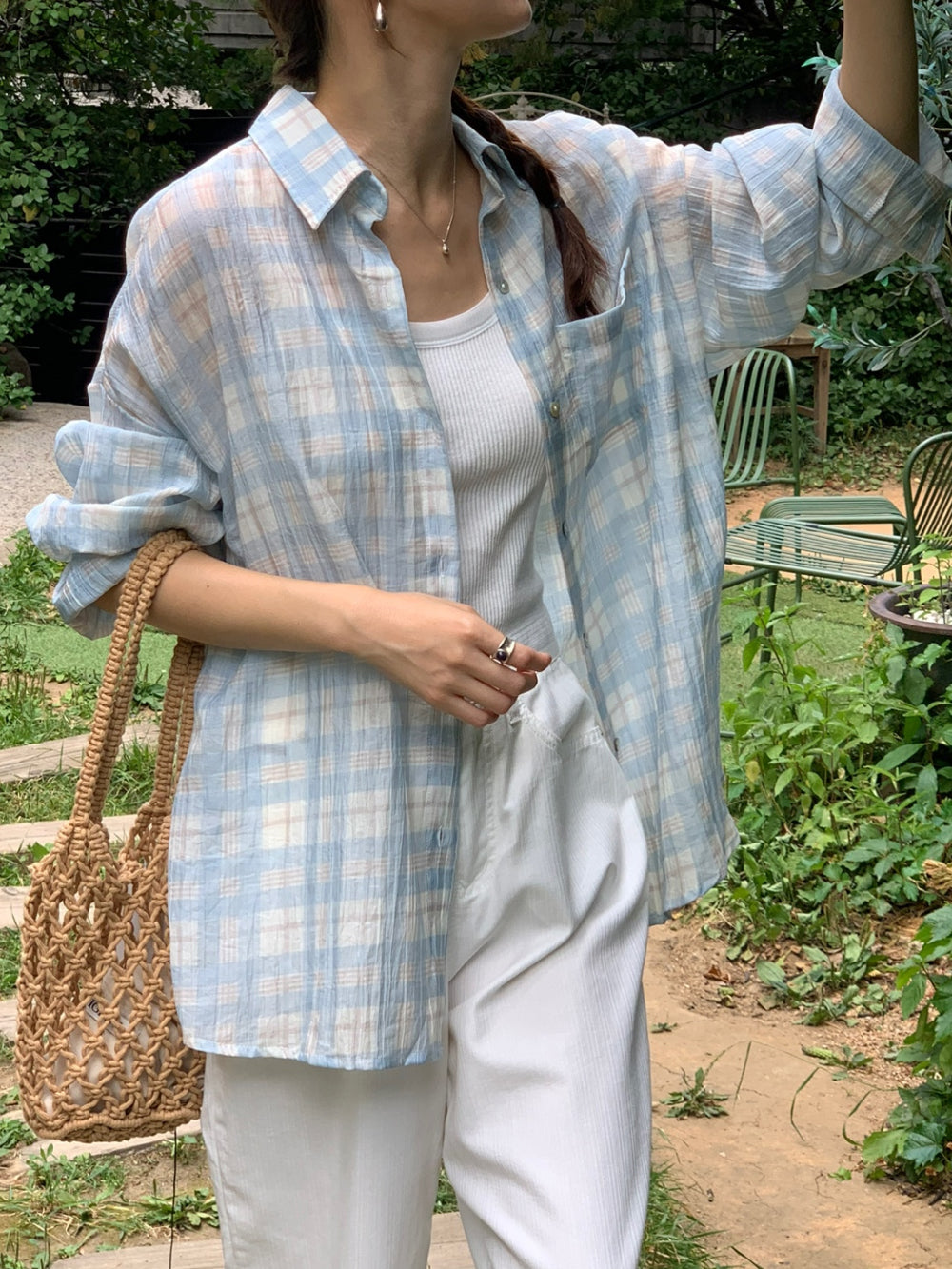 Eco check shirt-2col