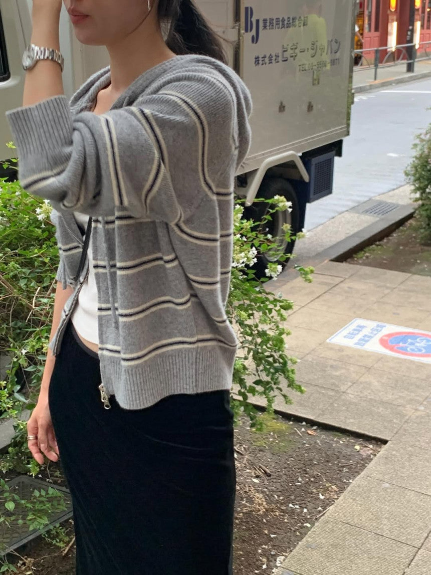 From hood cardigan-3col