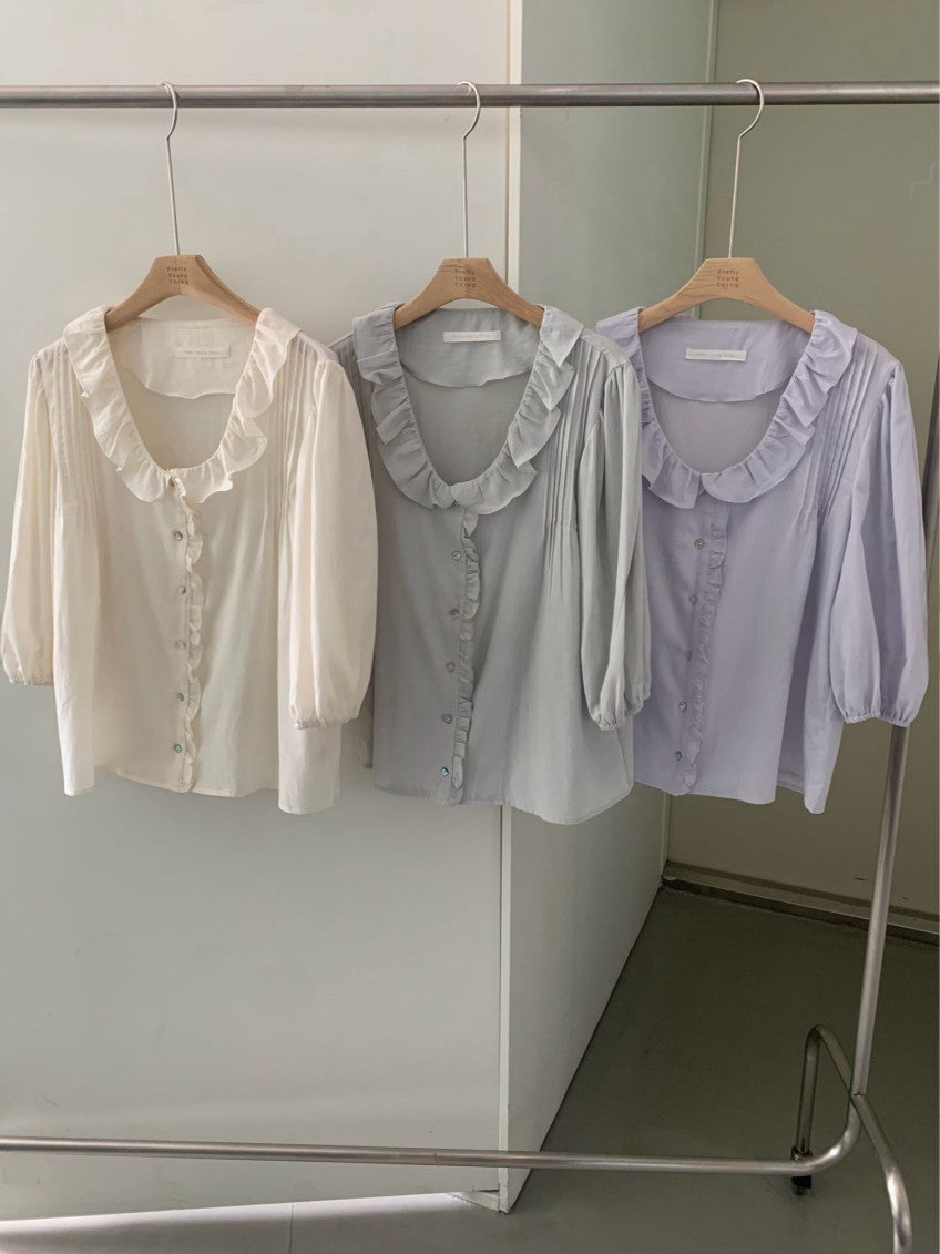 Giselle frill blouse-3col