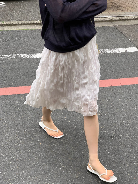 Noir texture midi banding skirt