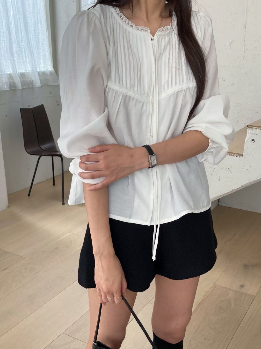 Maroon pintuck blouse