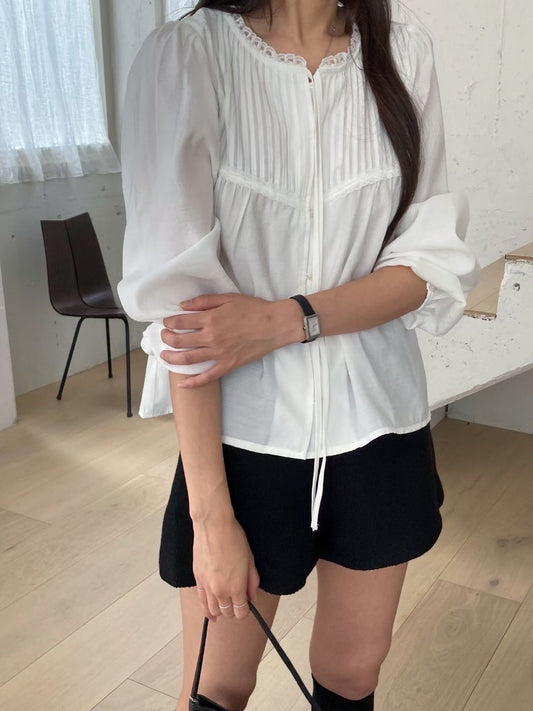 Maroon pintuck blouse