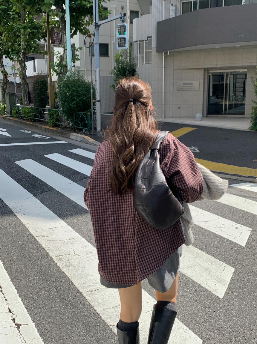 liter mocha check shirt-2col