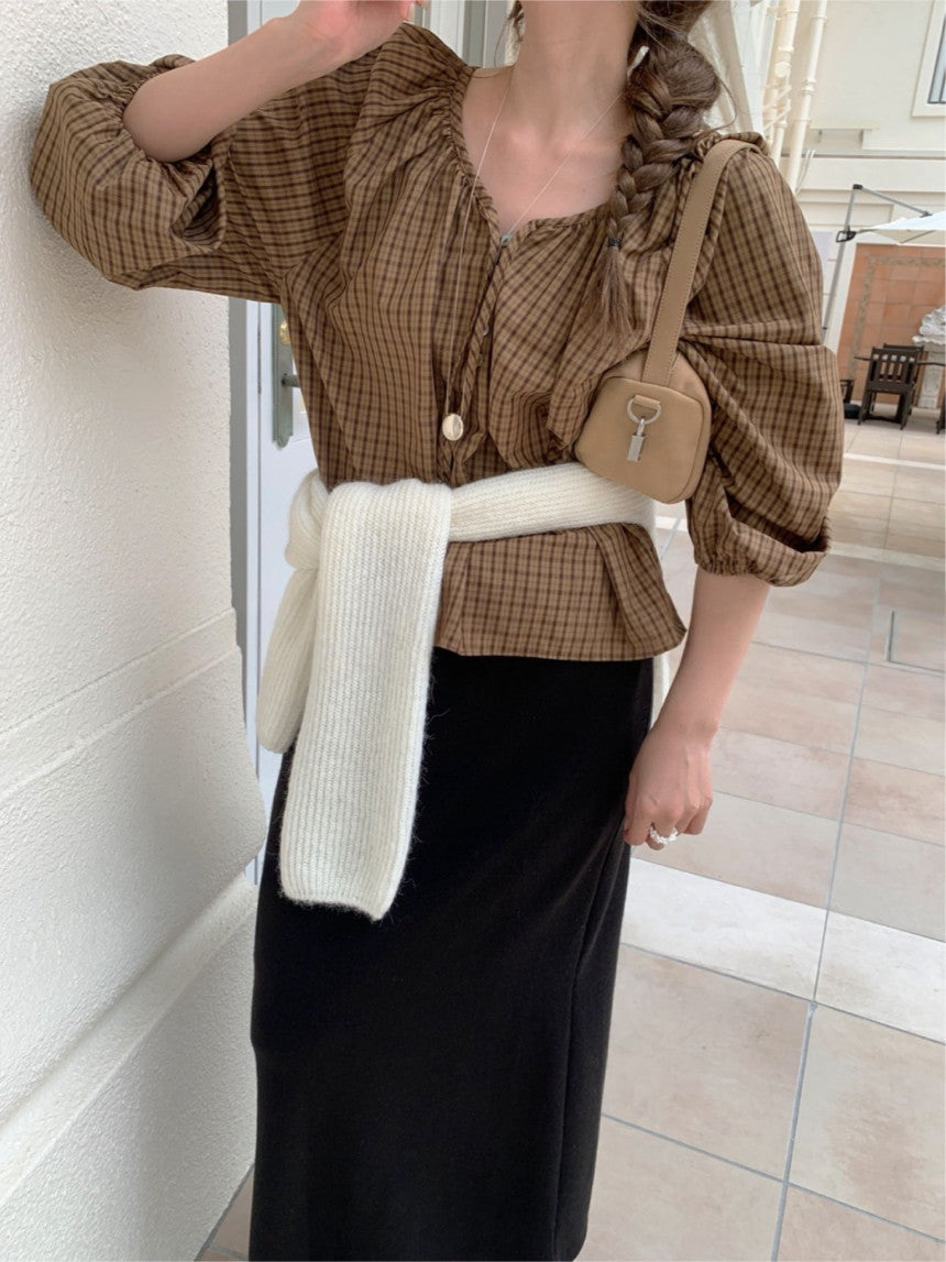 check balloon blouse-2col