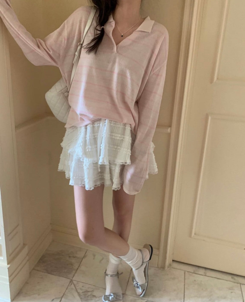 light yellow即納 Emily colla linen knit-3col