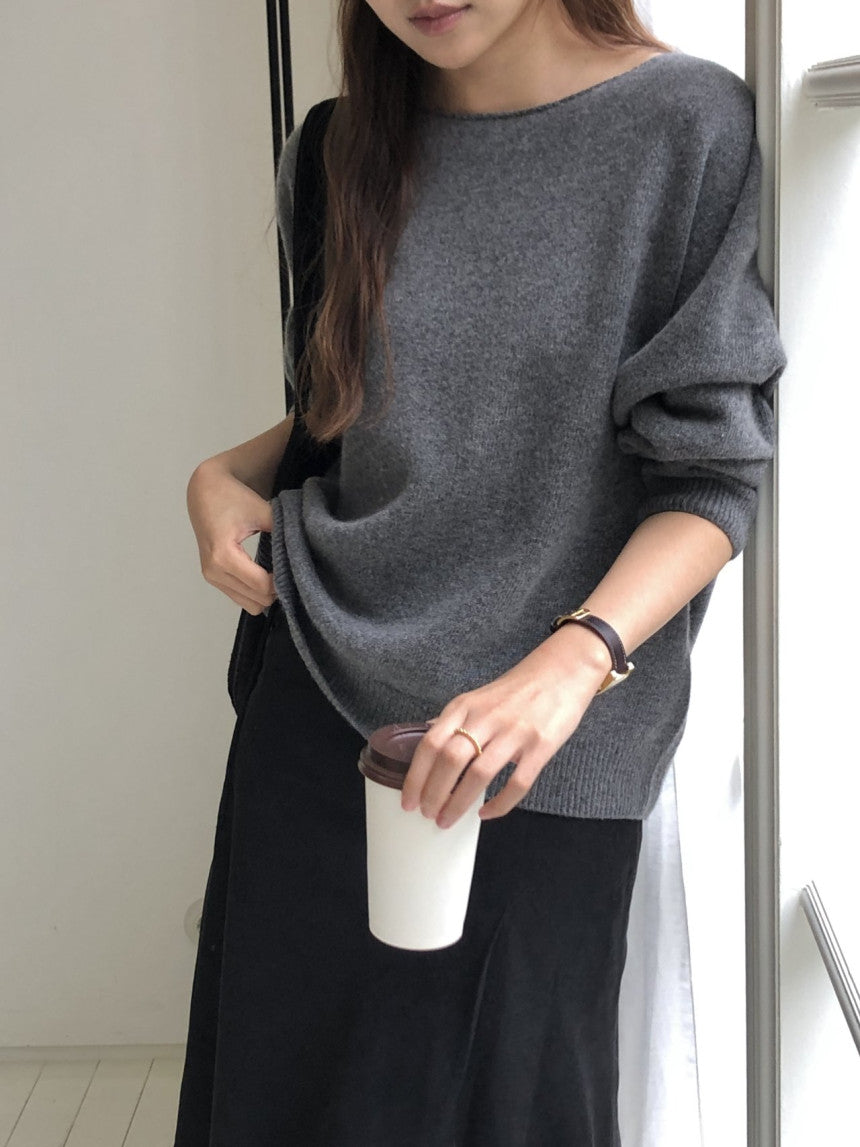 Elin cashmere wholega boat neck knit-4col