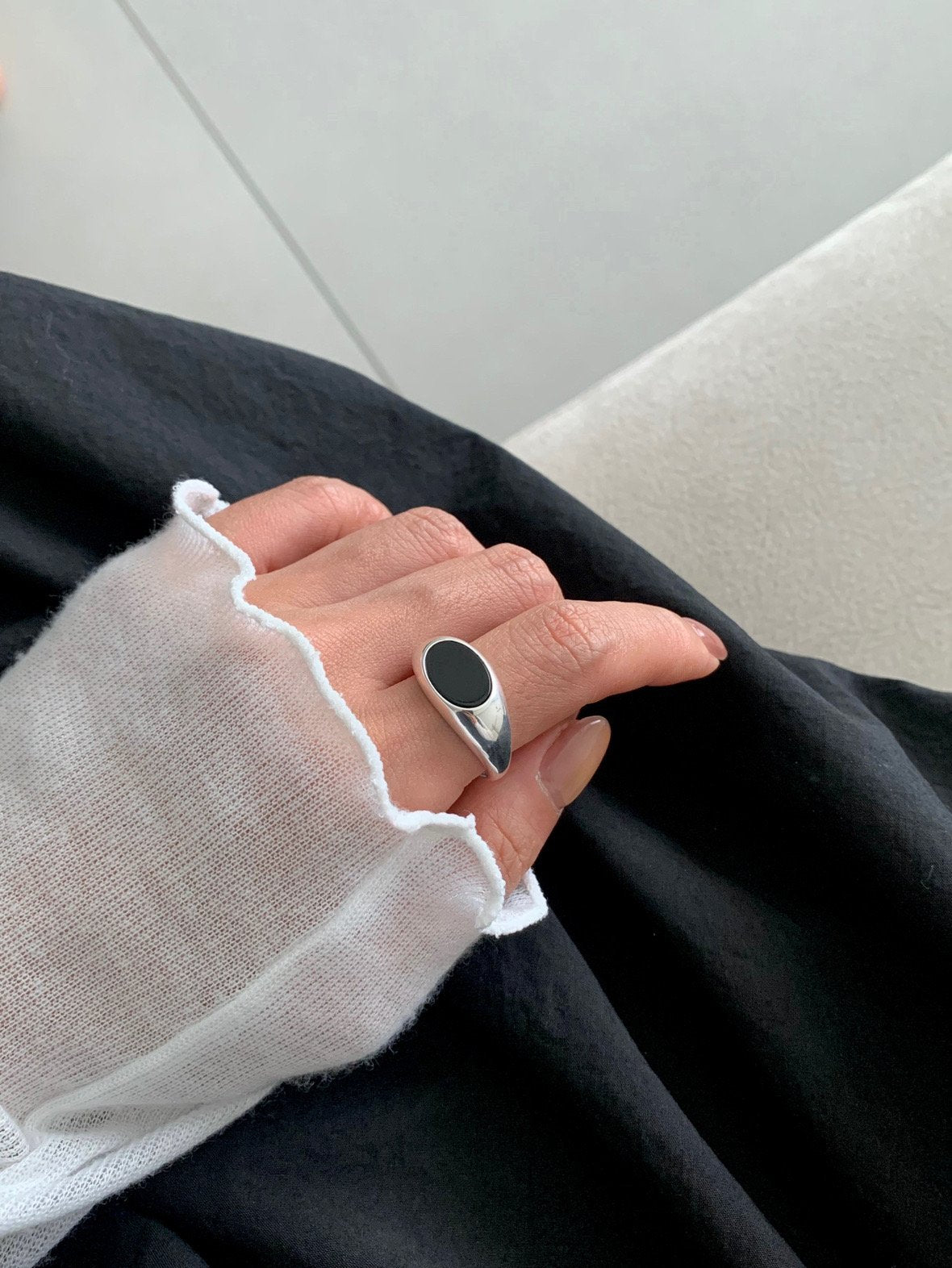 Black Onyx Open Ring