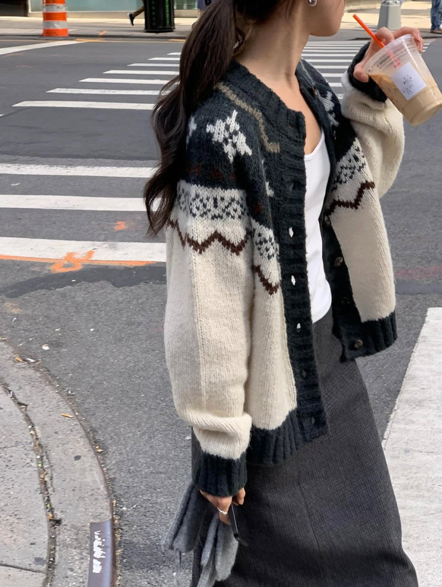 jacquard alpaca cardigan-2col