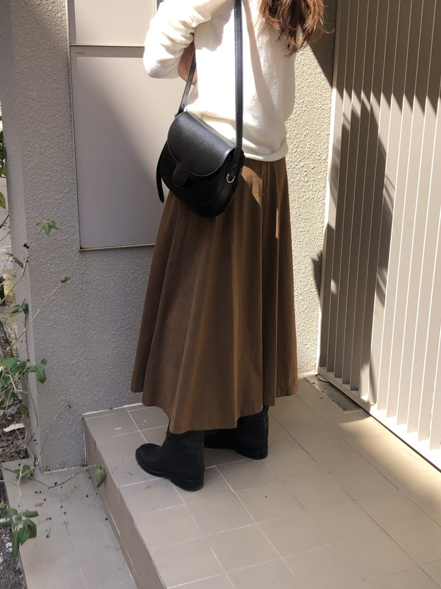 Rouelle suede flare skirt-2col