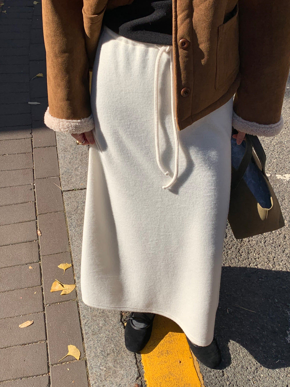 wool maxi skirt-3col