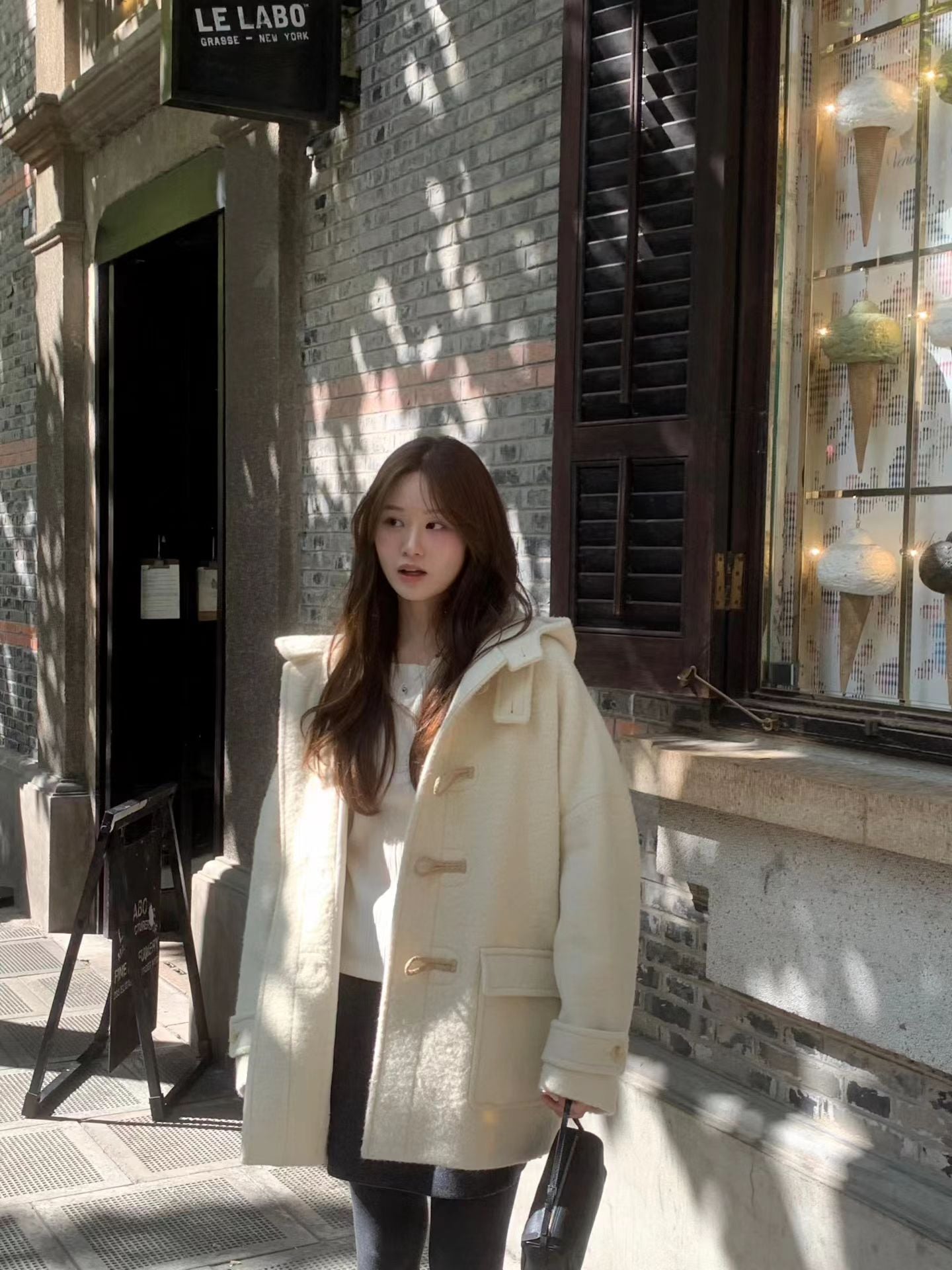 Ounce baby alpaca hood duffel coat-2col