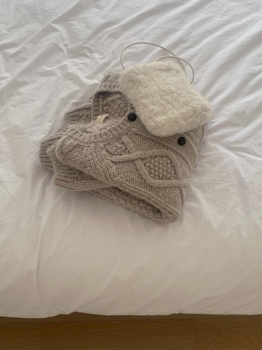 liter house wool cable cardigan-2col