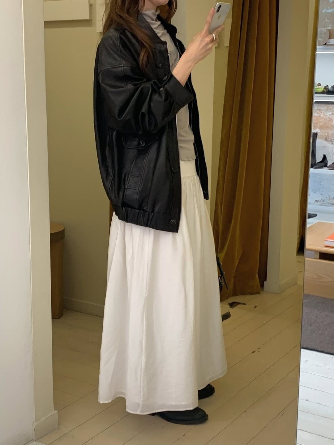 Bern volume shirring long skirt