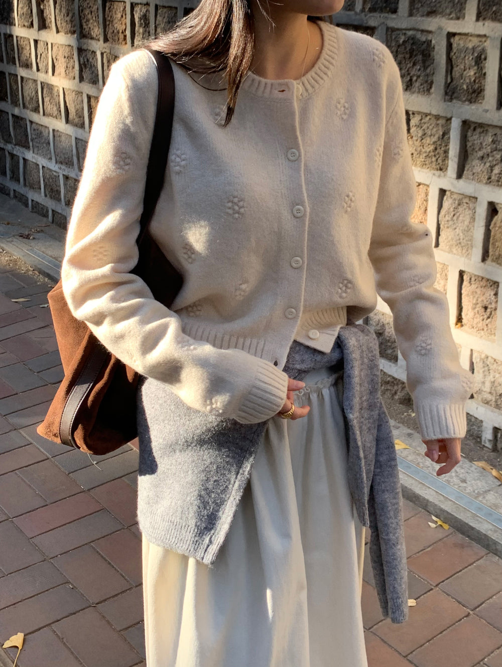 Bubble flower cardigan-2col