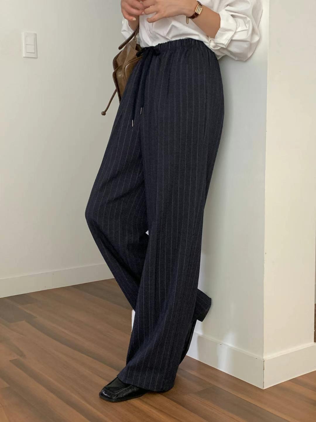 wool stripe slacks-2col/ショート丈あり