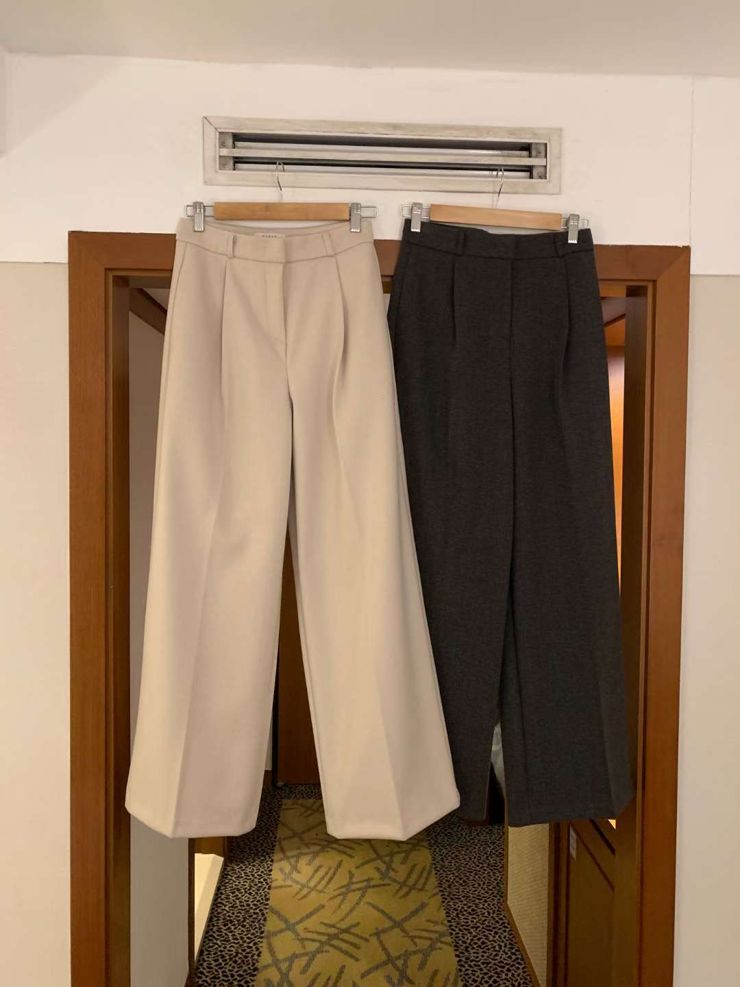 Herringbone gimo wide slacks-2col/ショート丈あり