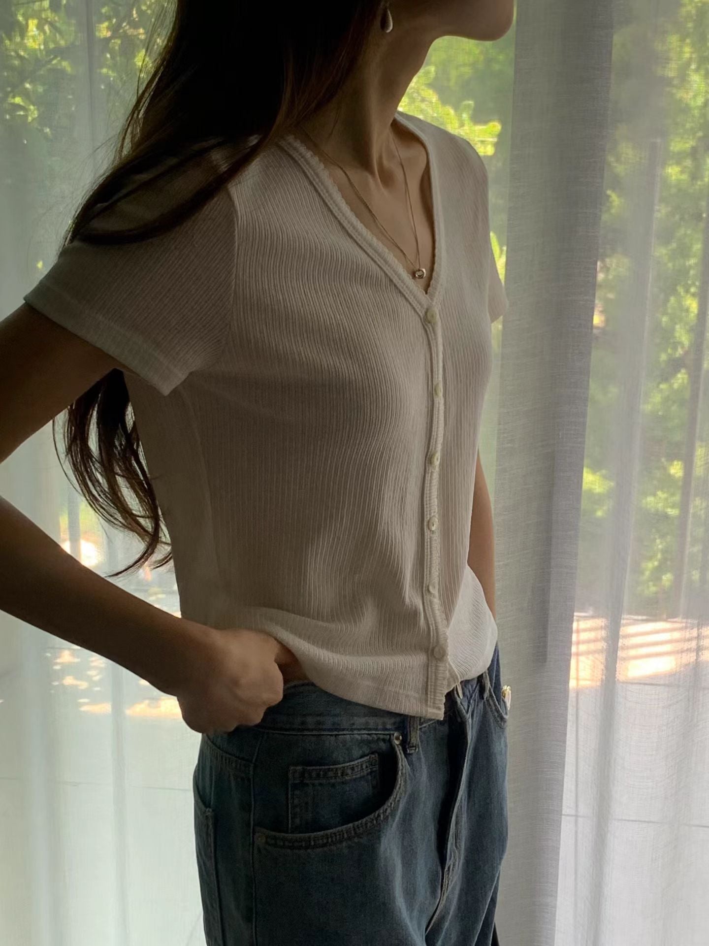 Ounce mild half cardigan-2col