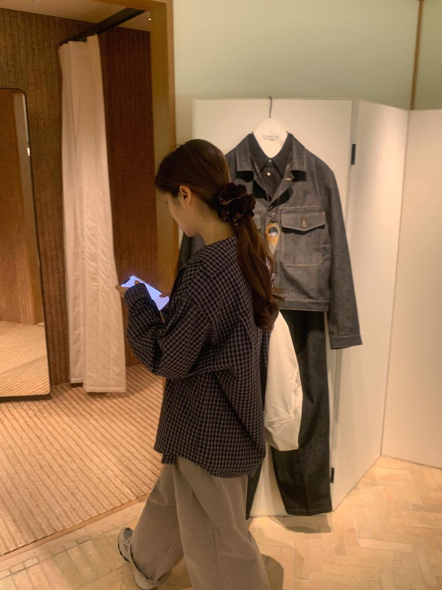 liter mocha check shirt-2col