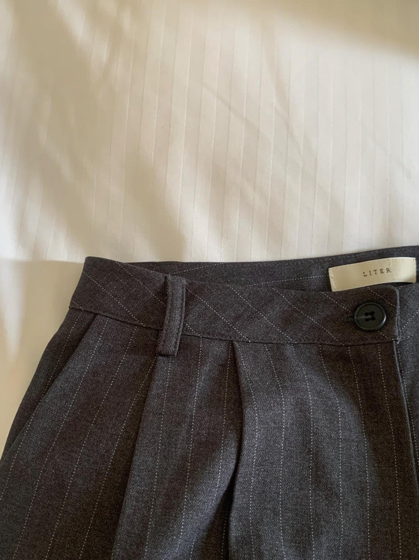 liter bound wool stripe slacks-2col