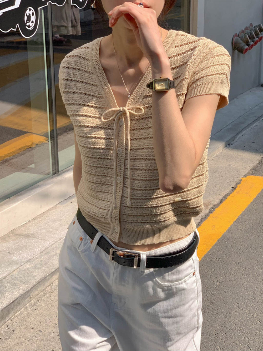 ivory即納 Ami Cardigan-3col