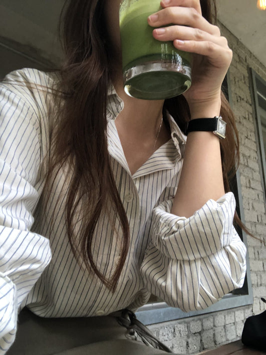 Ore pin stripe shirt-2col