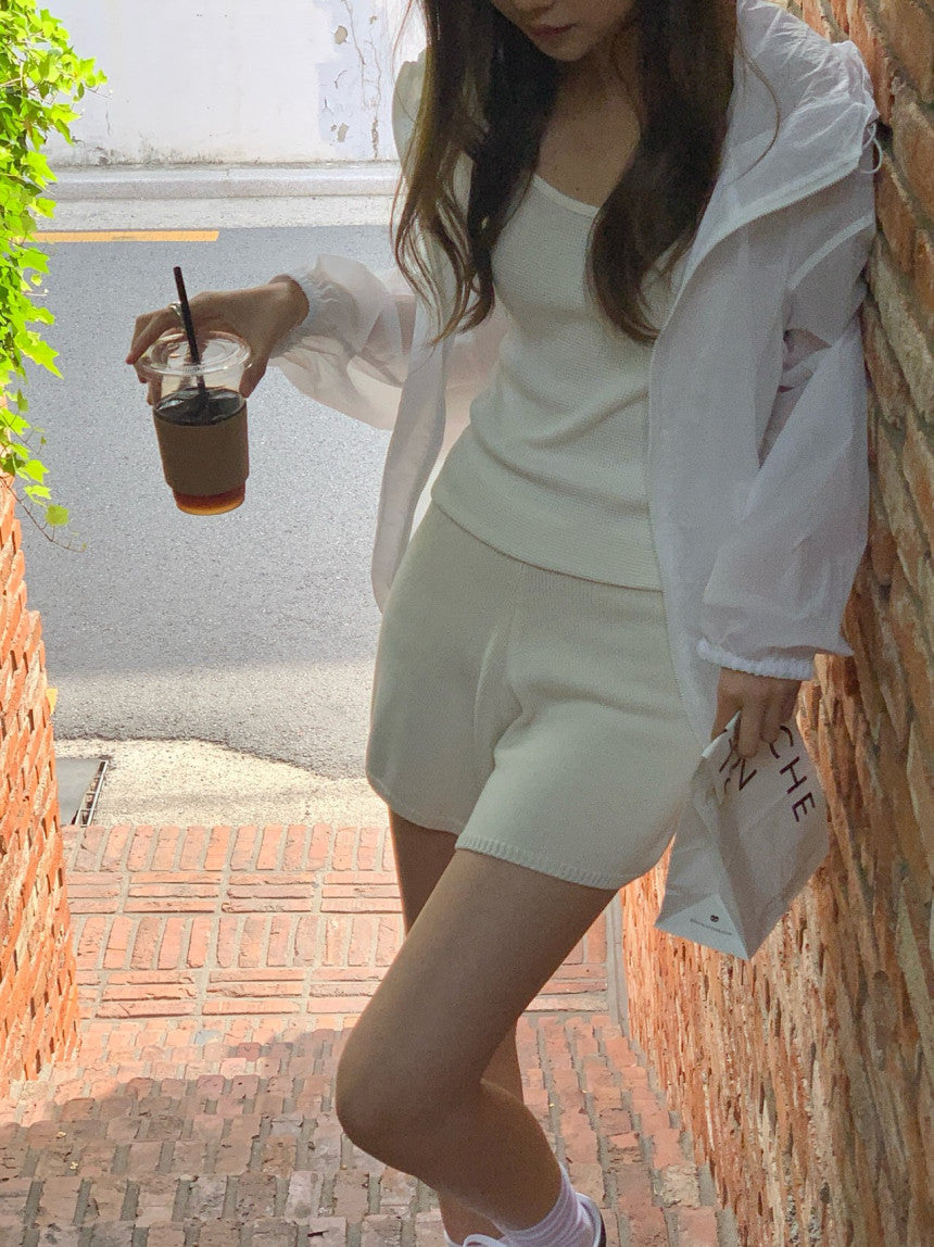 Want bamboo knit half pants-2col