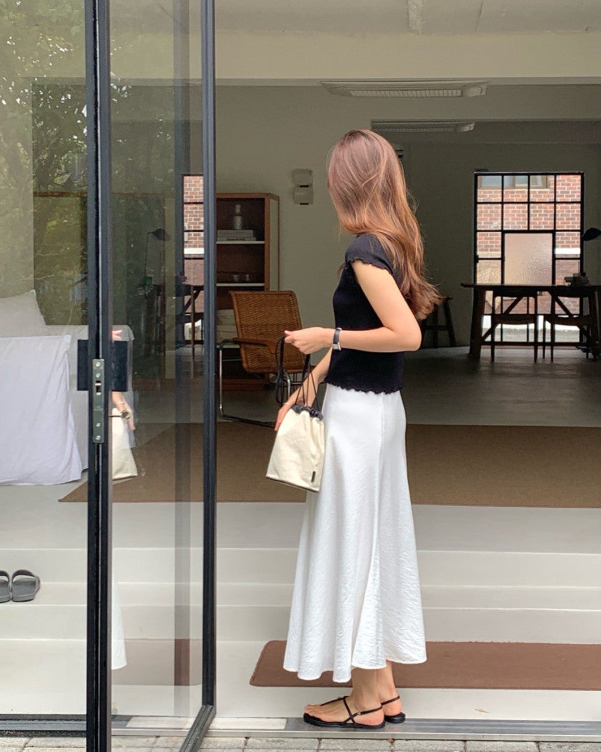 Rosy banding flare skirt-2col