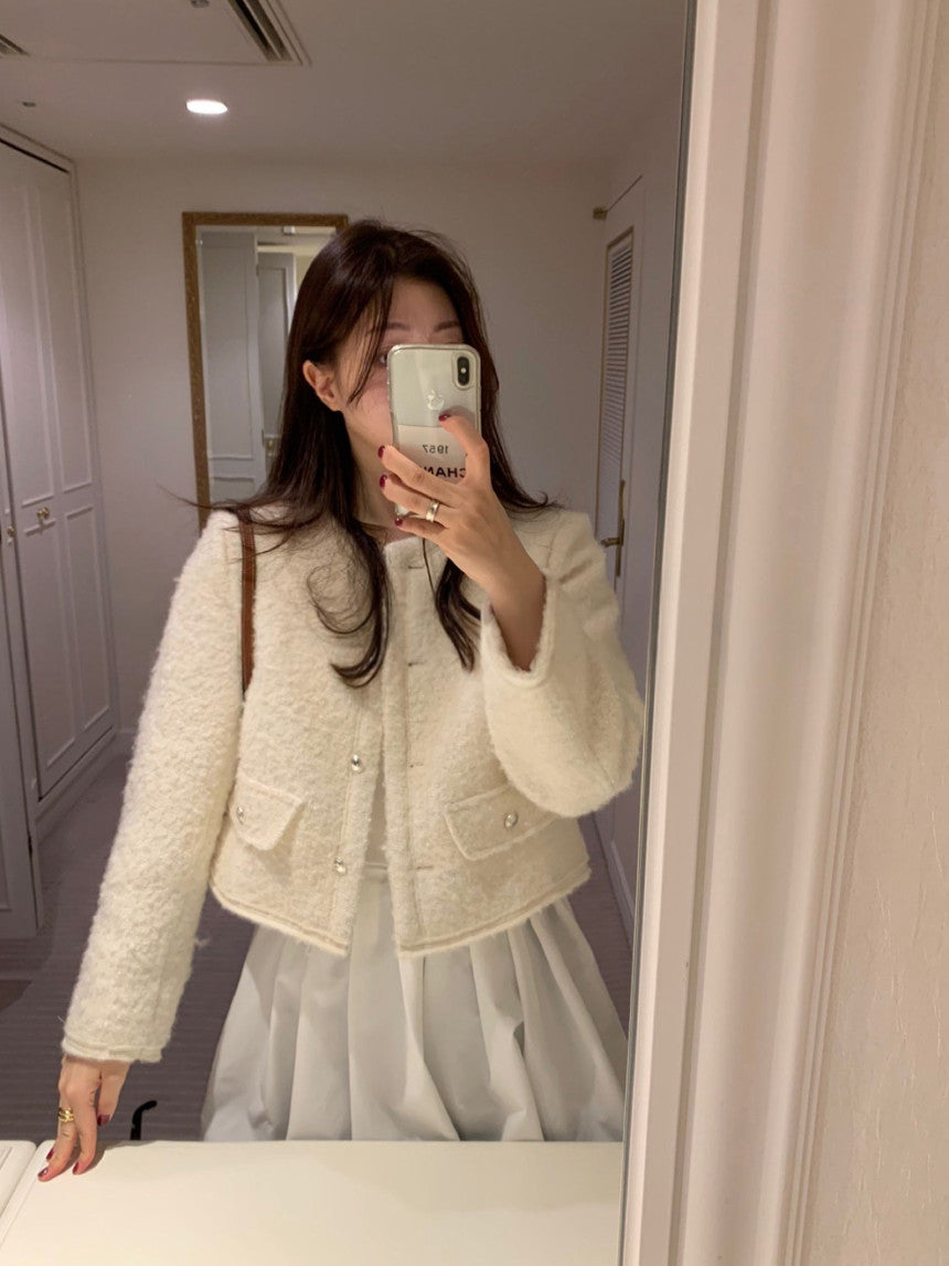 snug wool tweed jacket-2col