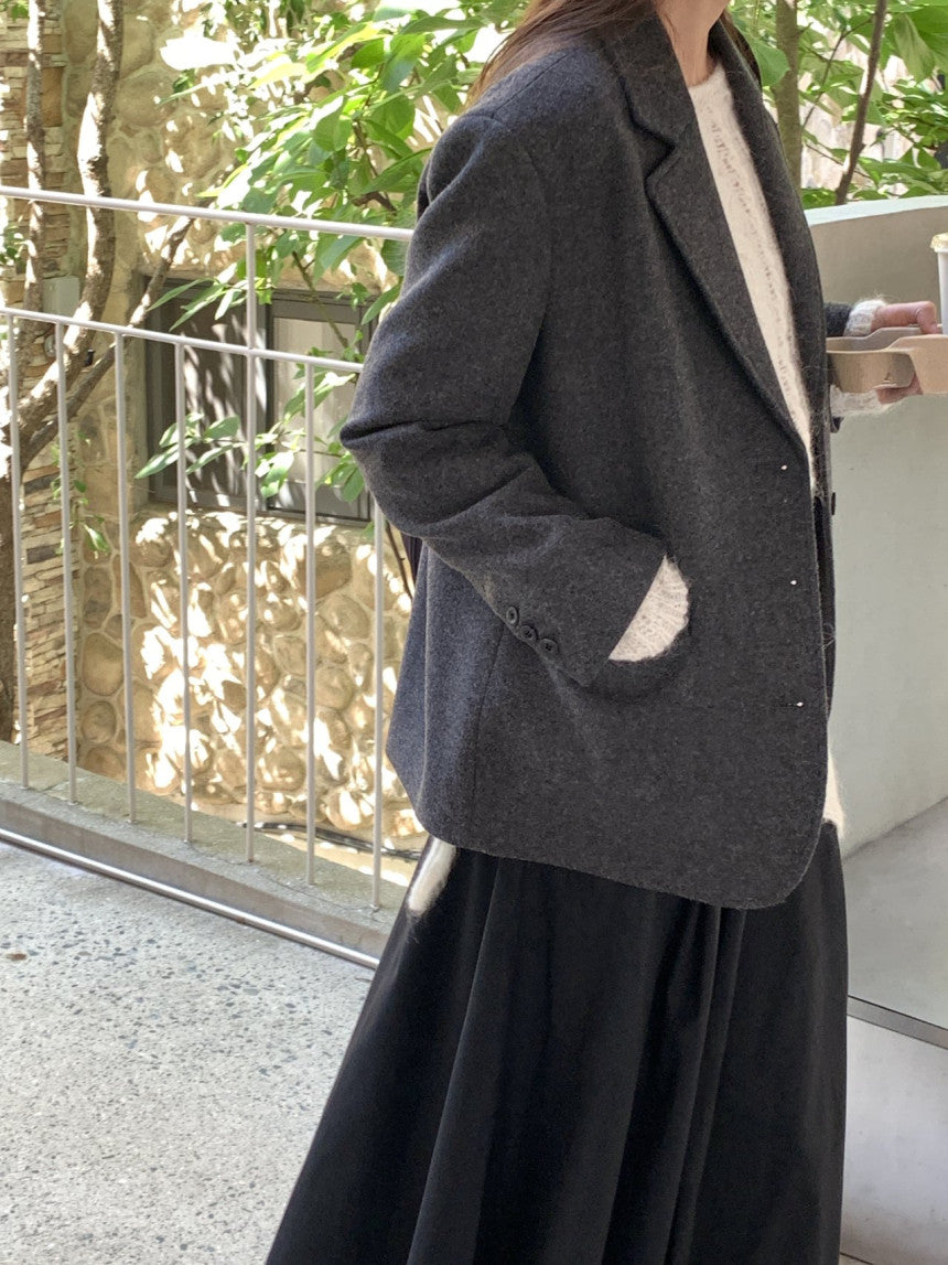 Chestnut wool blazer jacket-2col