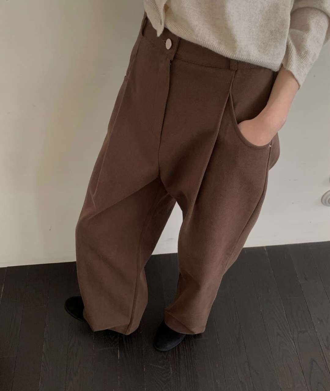 cotton return pants-3col