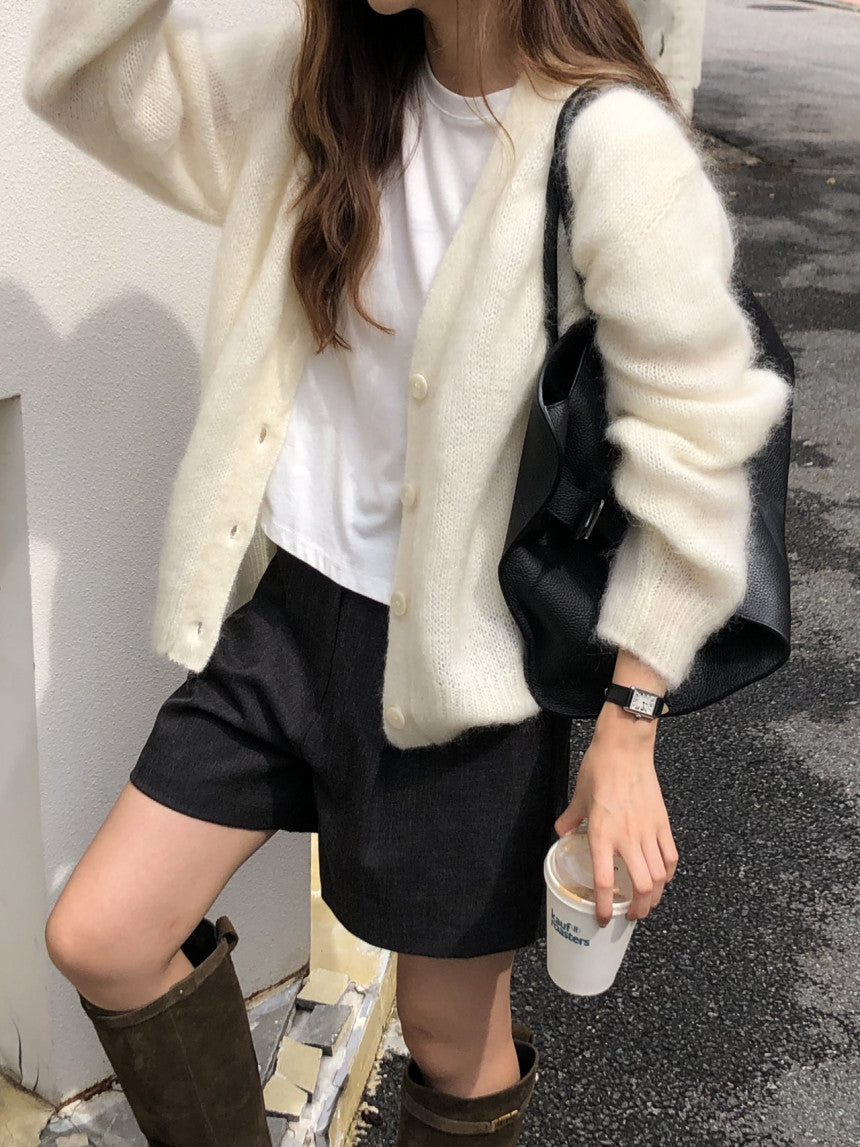 Amelie brushed mohair cardigan-2col