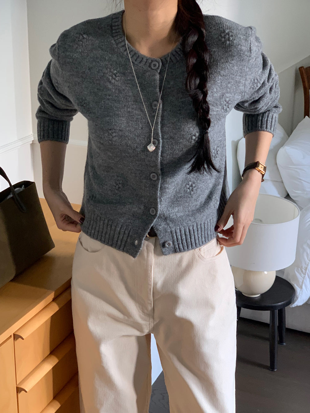 Bubble flower cardigan-2col