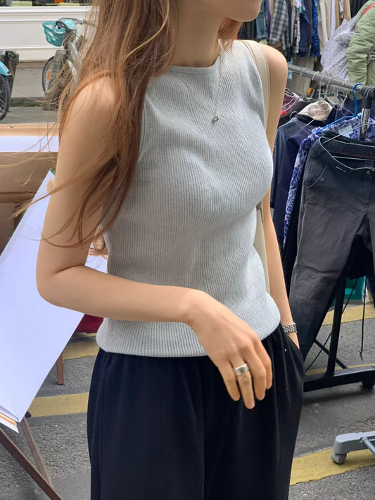 Ounce low sleeveless knit-4col