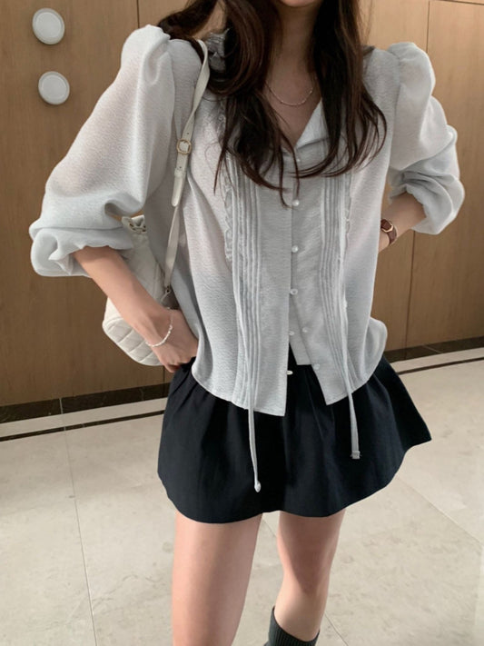 Rumi frill blouse-3col