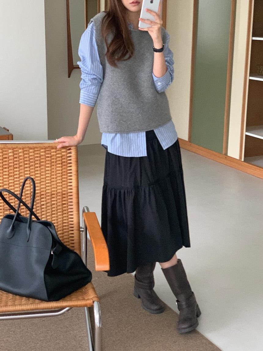 Corben wool knit vest-3col
