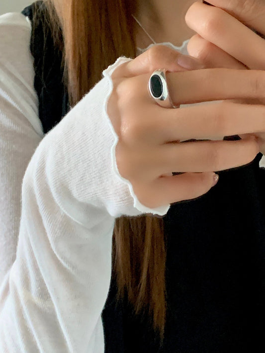 Black Onyx Open Ring