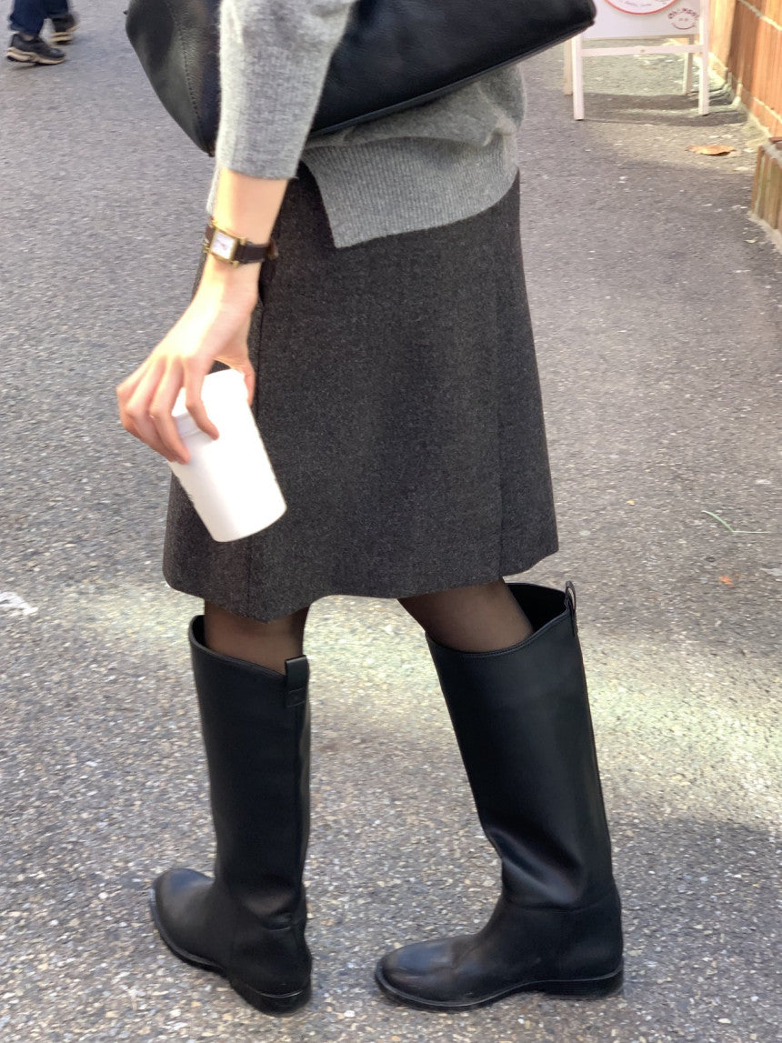 Luze wool midi skirt-2col