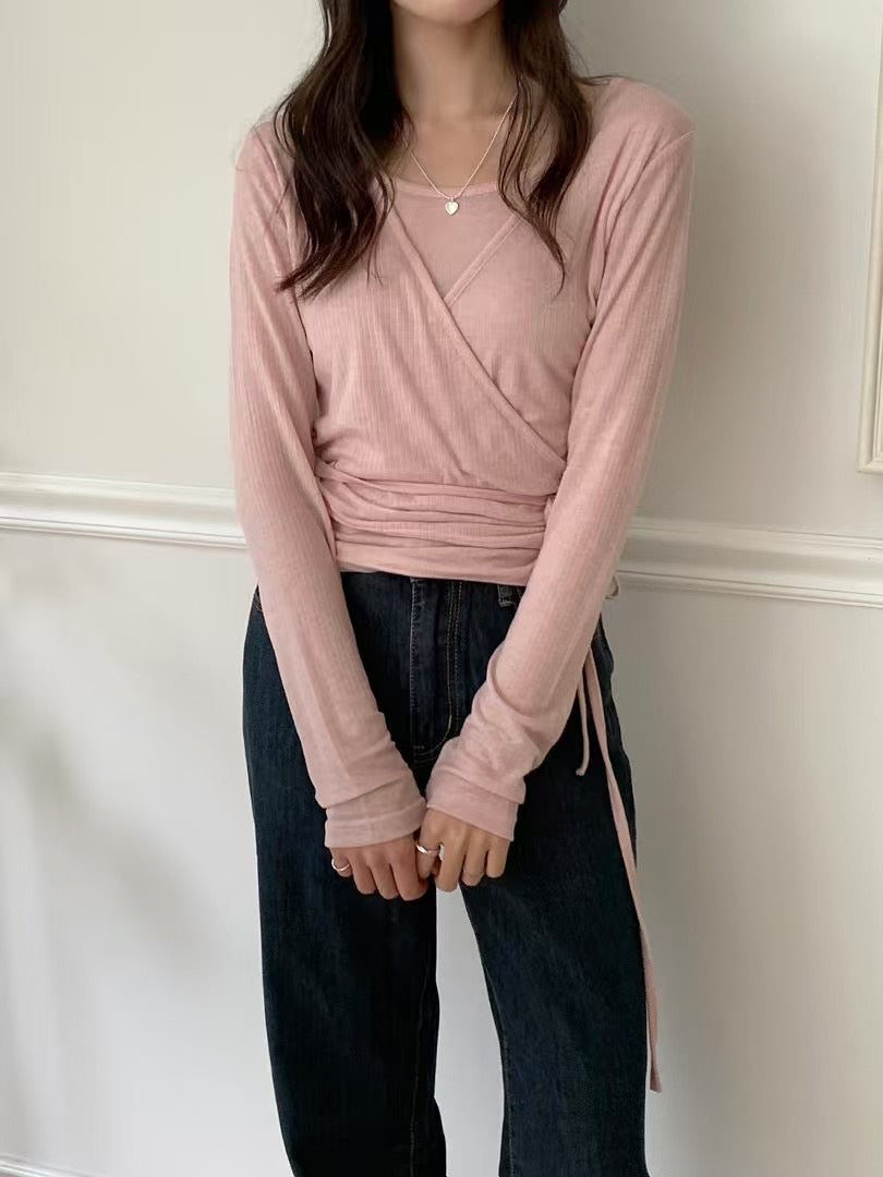 Mute layered wrap tencel T-5col
