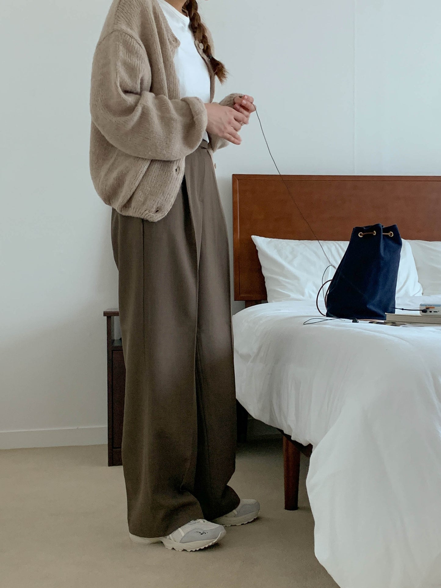 Fw one pintuck semi-wide slacks-3col ショート丈あり