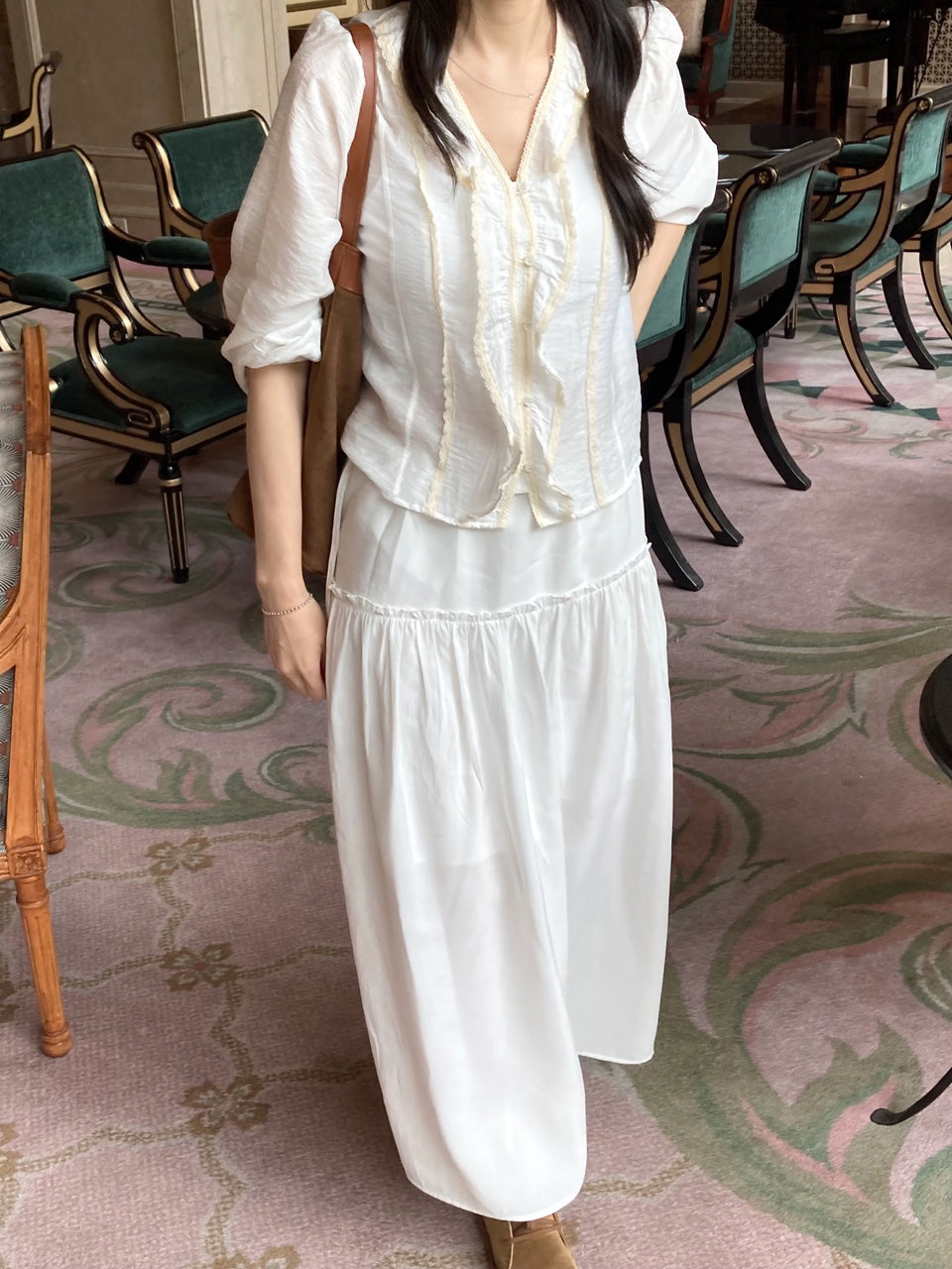 noil lace blouse-2col