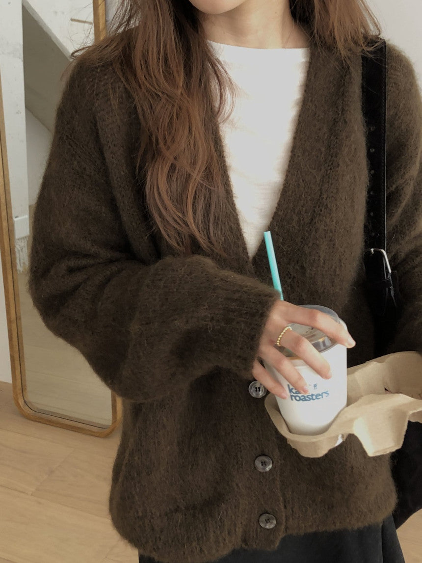 Amelie brushed mohair cardigan-2col