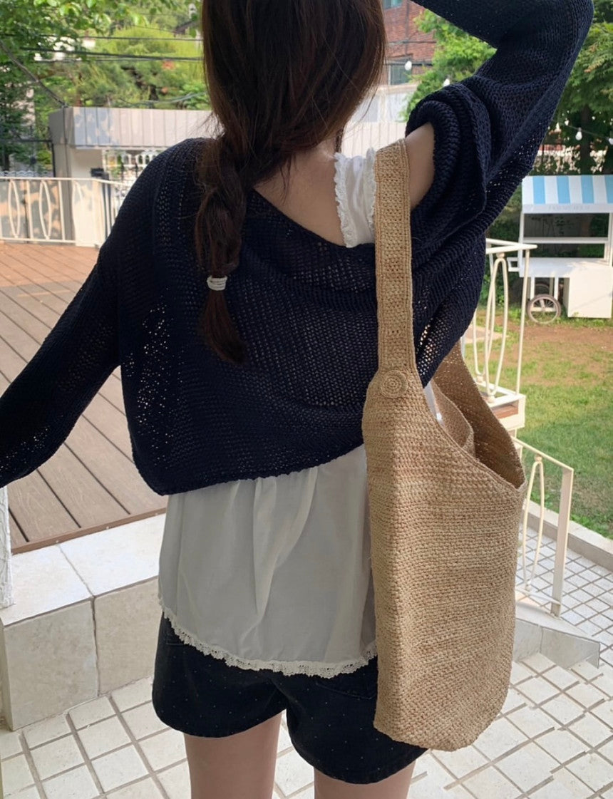 Net linen cardigan-3col