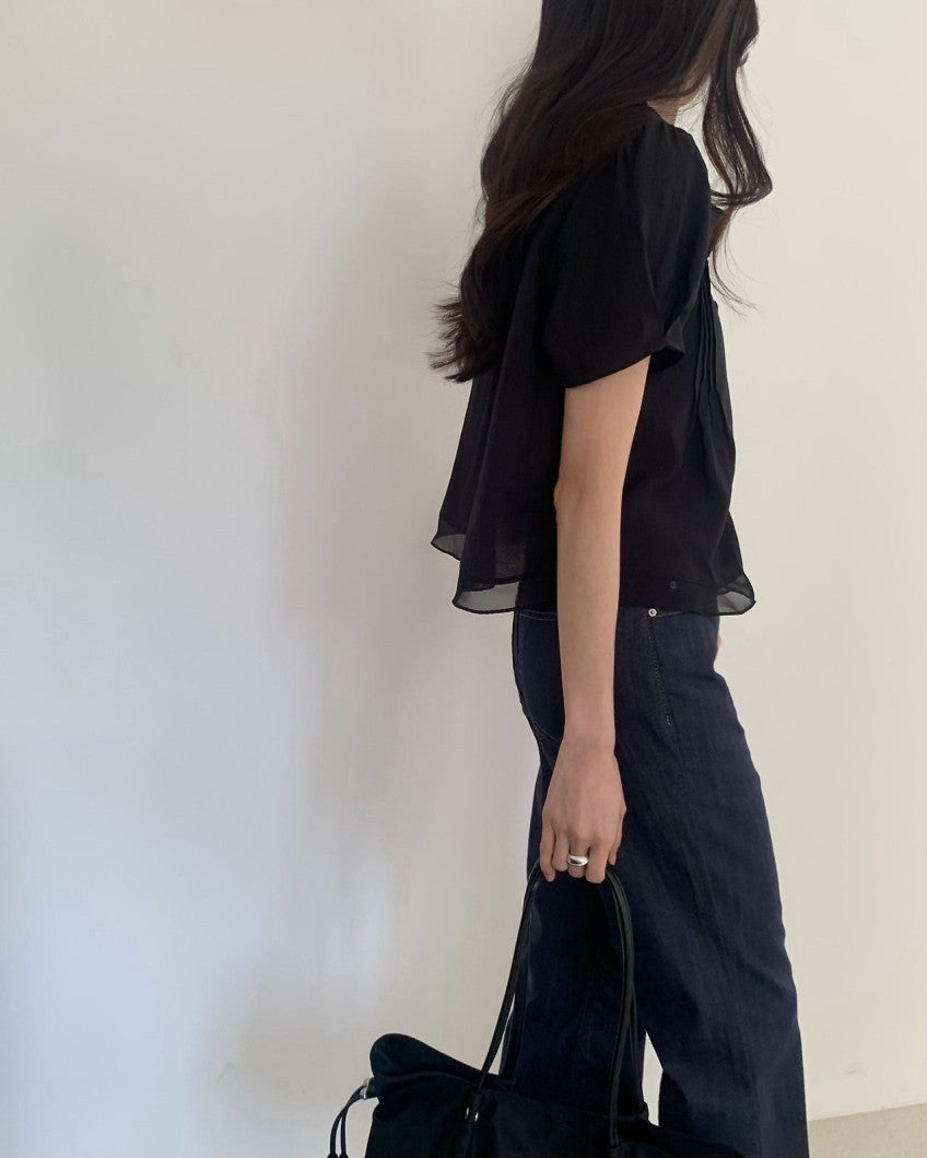 mori pintuck blouse-2col