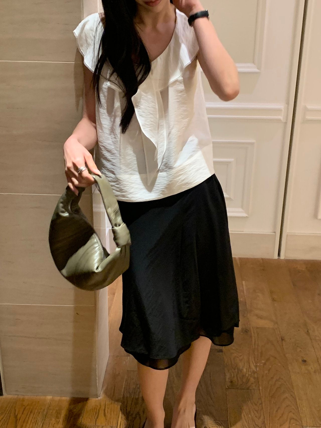 Lua ribbon frill blouse