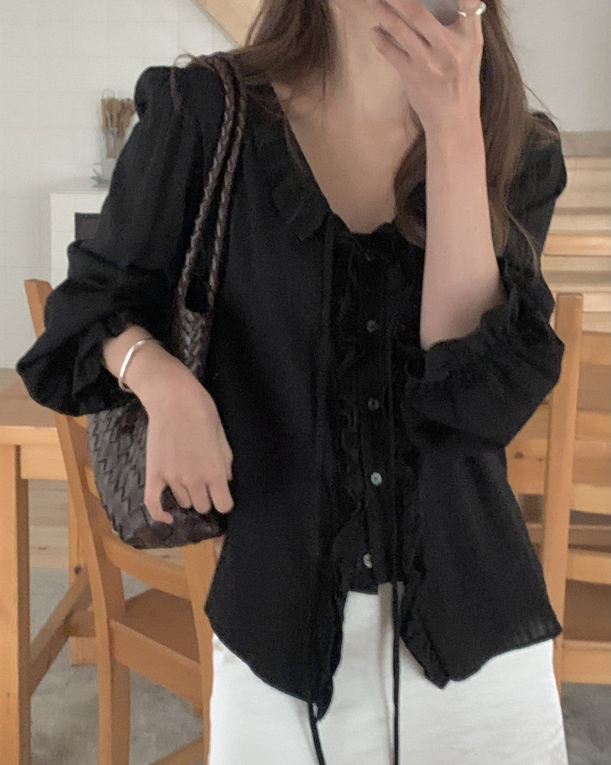 Riel ruffle blouse-2col