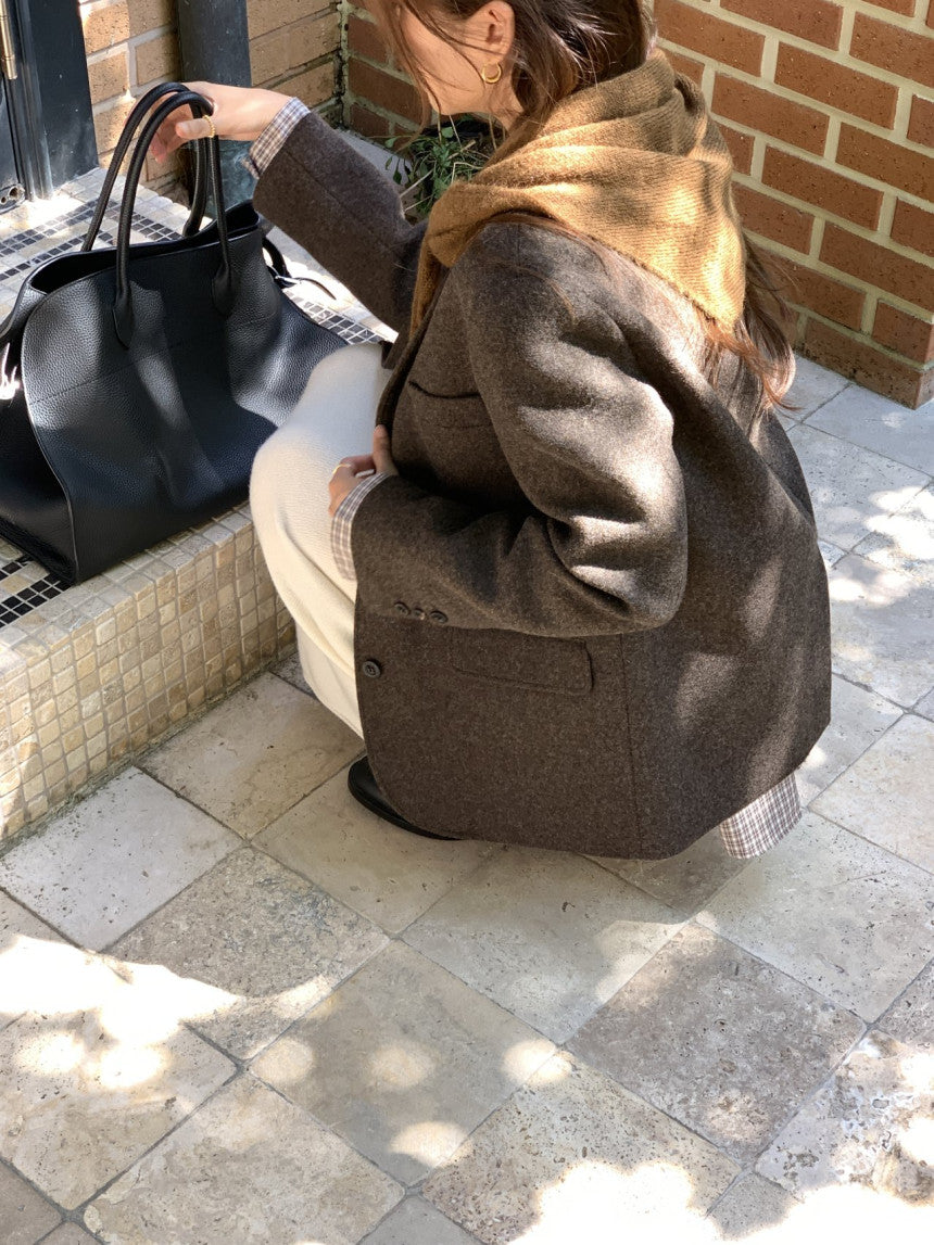 Chestnut wool blazer jacket-2col